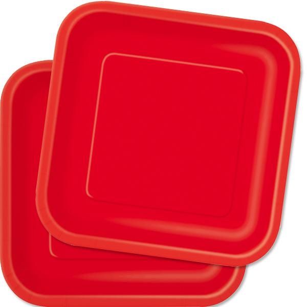 Teller quadratisch rot 14er, 22,9 cm