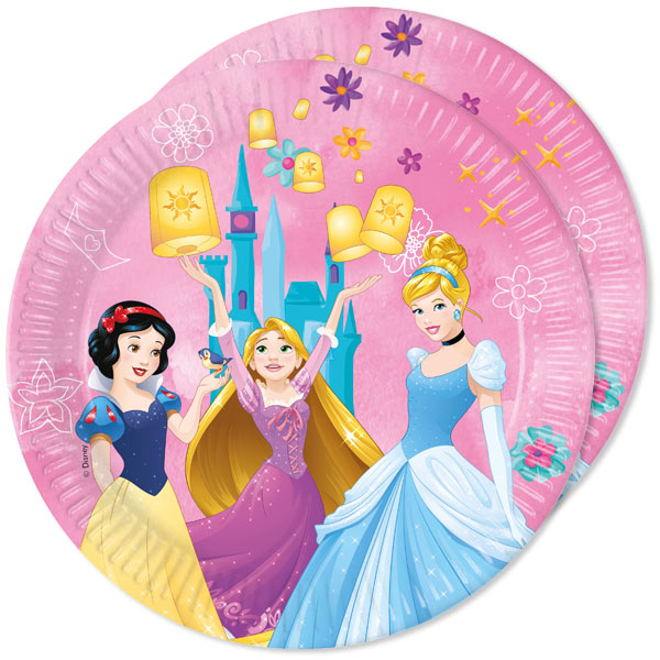 Disney Princess Partyeller, 23cm, 8 Stück, Prinzessinnen Geburtstag