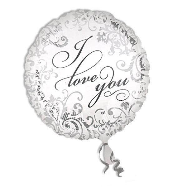 Folieballon rund I Love You silbern 45cm