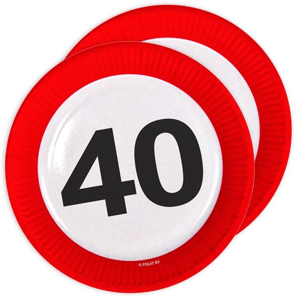 40th Birthday Traffic Sign Paper Plates - 8 pieces