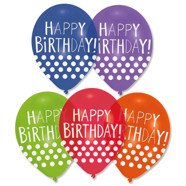 Latexballons Happy Birthday, 6er, 27,5cm