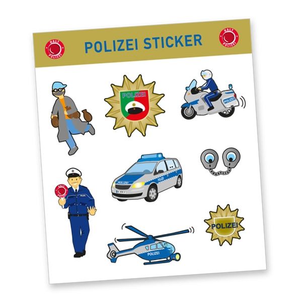 Polizei, Sticker Bogen, 8 Sticker
