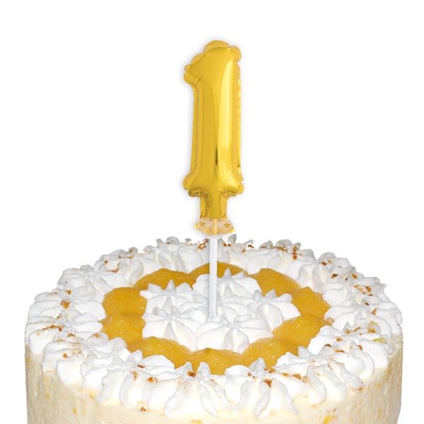 Cake Topper, Zahl "1" in gold, Folie, 12,7cm