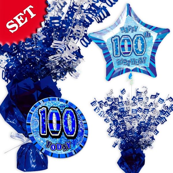 Dekoset zum 100. Geburtstag in blau