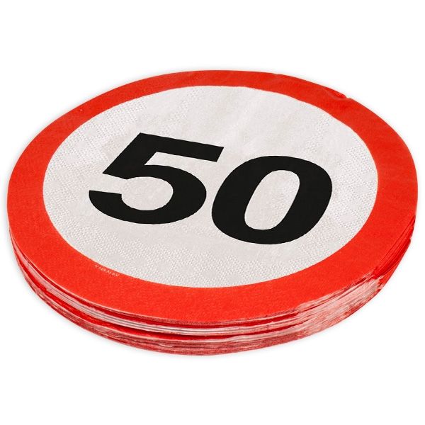 50th Birthday Traffic Sign Napkins - 20 pieces