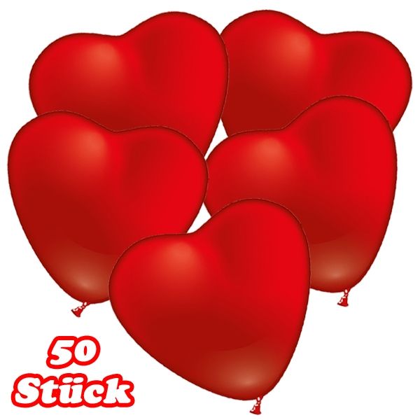 Latexballons Herzform rot 50er Pack, 50cm