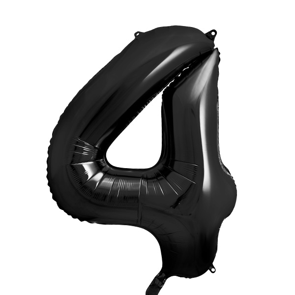 XXL Zahlenballon, Ziffer 4 in schwarz, 86cm hoch