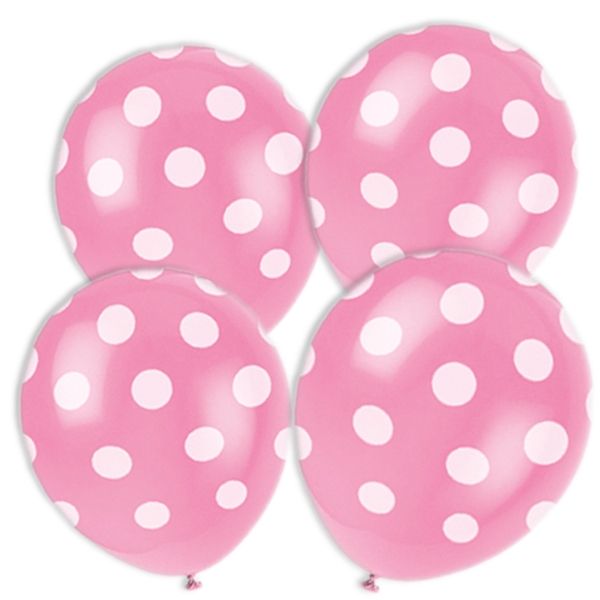 Latexballons rosa+weiß.Punkte,6er,30cm