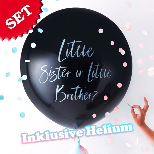 Ballongas-Set "Little Brother or Little Sister?" XXL-Ballon + Helium