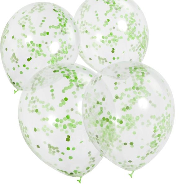 Latexballons mit Konfetti, grün, 6er, 30cm