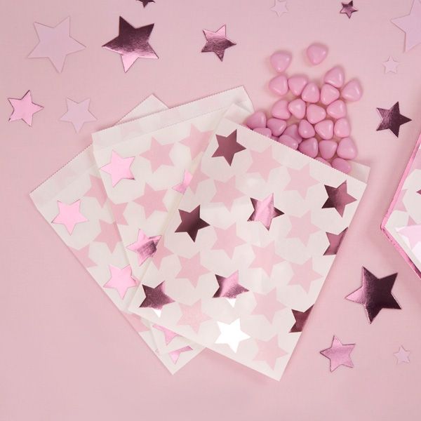 "Kleiner Stern" Papiertüten in rosa, 25er, 17cm x 13cm