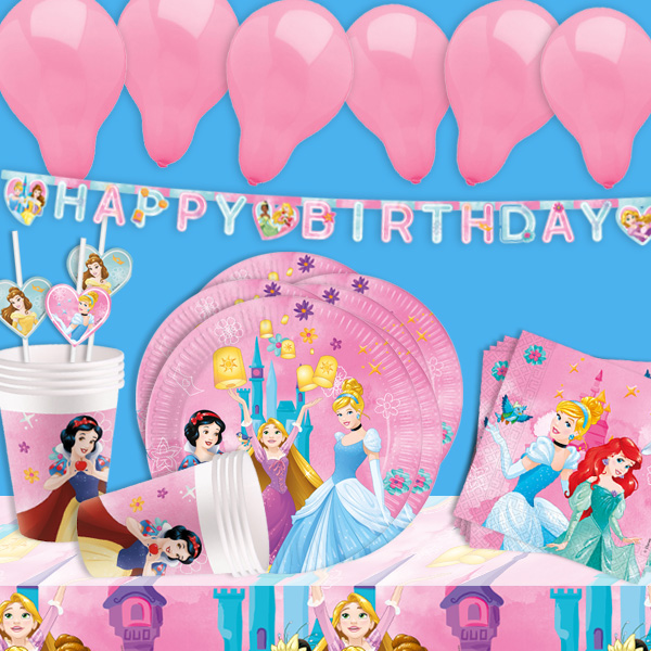 Disney Princess Mottopartyset, 56-teilig, Dekoration für Kids