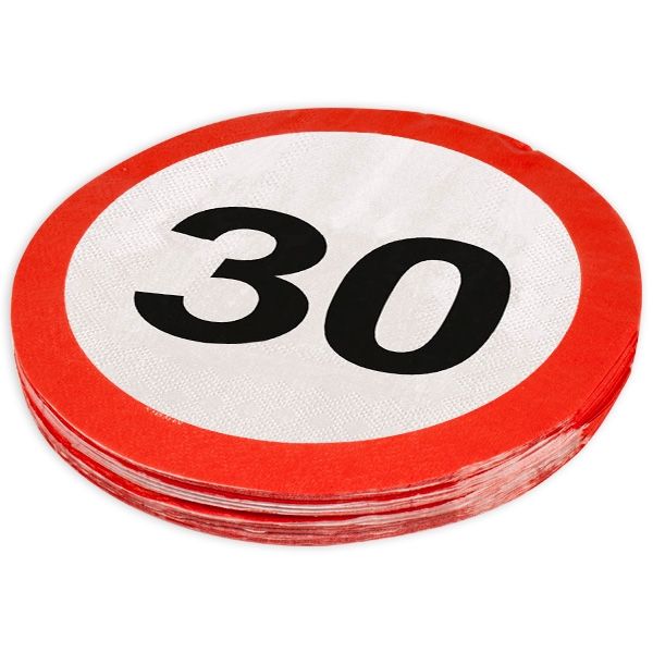 30th Birthday Traffic Sign Napkins - 20 pieces