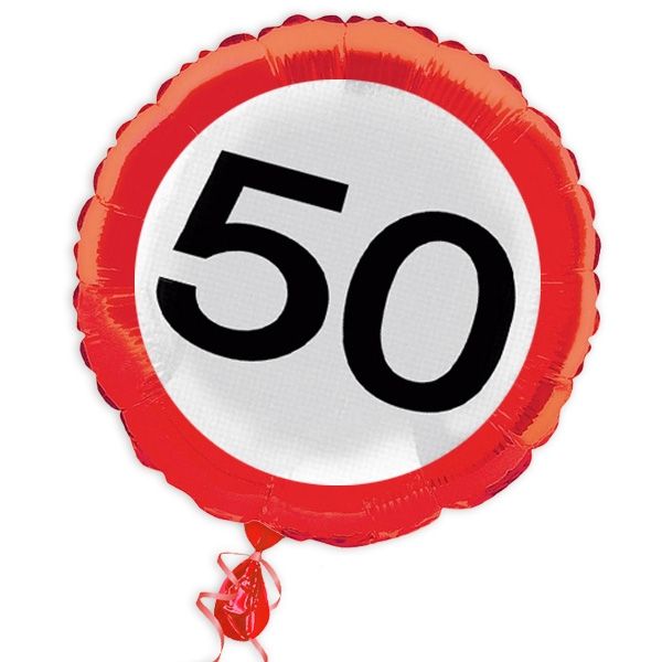 50th Birthday Traffic Sign Foil Balloon - 46 cm