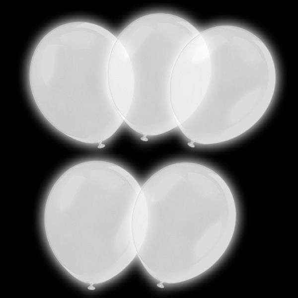 Latexballons LED, weiß, 5er Pck, 27,5cm
