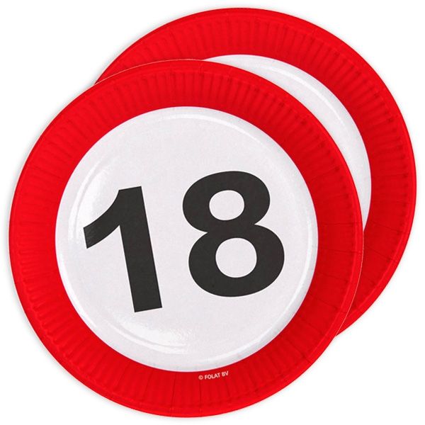 18th Birthday Traffic Sign Paper Plates - 8 pieces