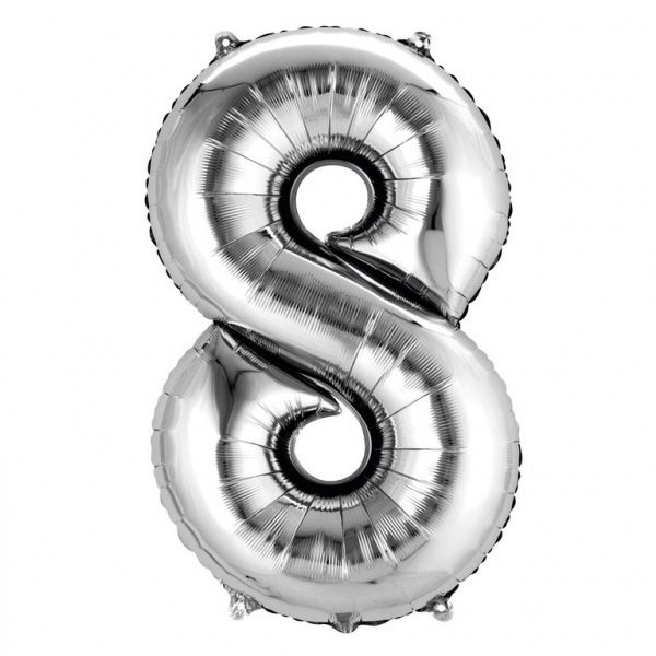 Folienballon Zahl "8" - Silber