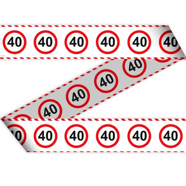 40th Birthday Traffic Sign Barricade Tape - 15 m