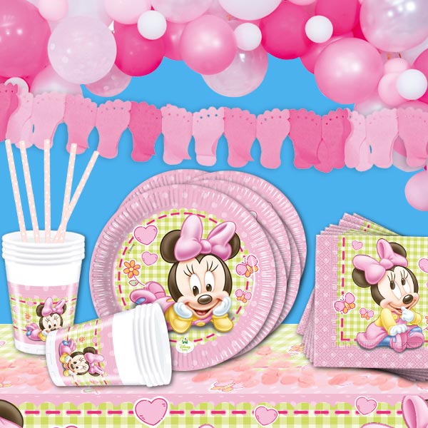 Baby Minnie Maus Mottopartyset XL, 120-teilig, für 8 Gäste