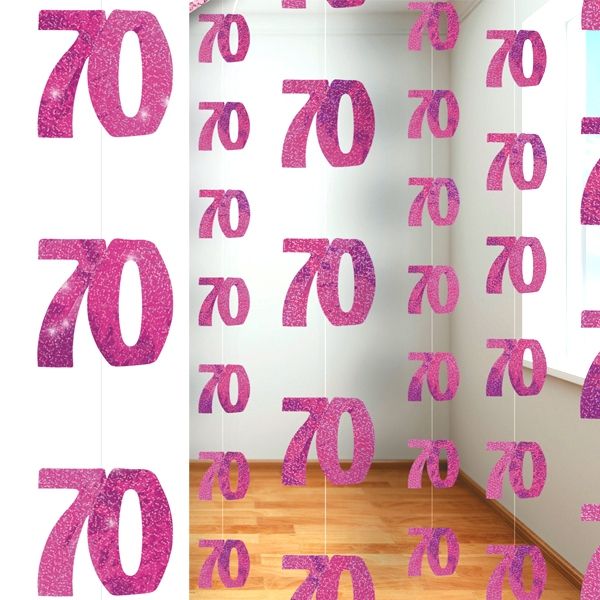 Hängedeko Z.70,glitzernd pink, 6er, 1,5m