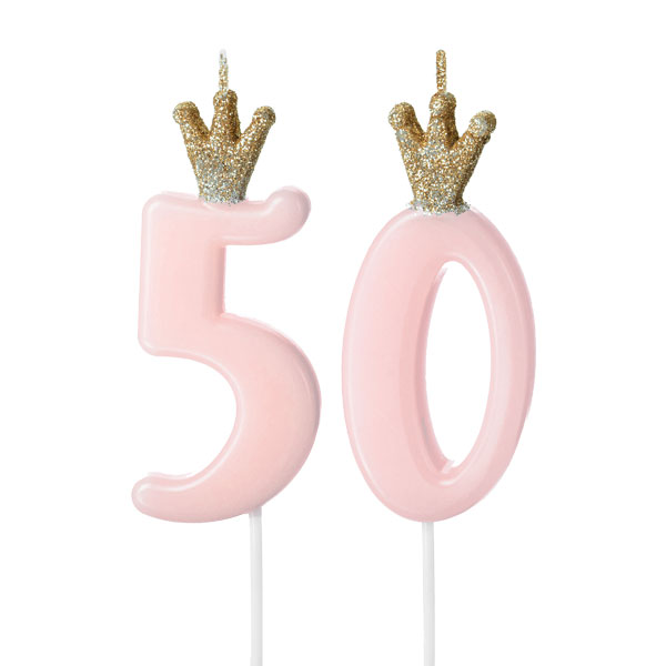 Zahlenkerzen-Set zum 50. Geburtstag in rosa