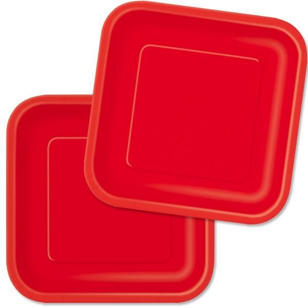 Teller quadratisch rot 16er, 17,8 cm