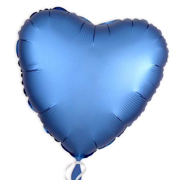 Folieballon Herz Satin Luxe Azurblau, 34 cm