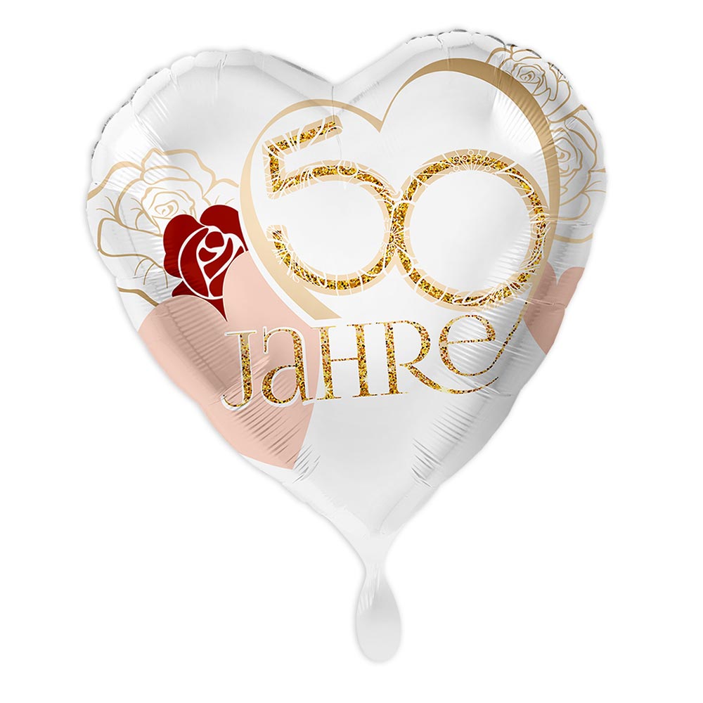 "50 Jahre", Motiv Rose, Herzförmiger Folienballon