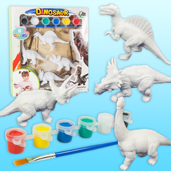 Dinosaurier-Figuren Malset, 4 Figuren, Farbe & Pinsel