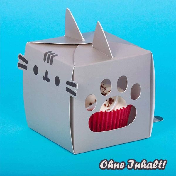 8 Cupcake-Transportboxen "Pusheen", ca. 12,5 x 11,5 x 9 cm