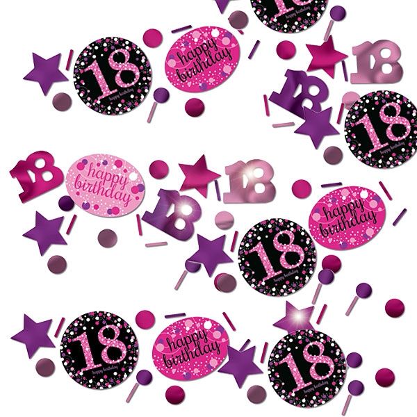 Konfetti 18. Geburtstag pink-schwarz, 34g,Metallic,Pappe