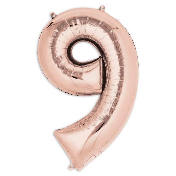 Folienballon Zahl "9" - Rosé Gold