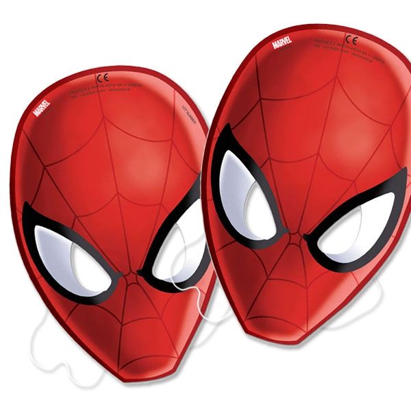 Masken Spiderman 6er,Pappe,15,5cm x 23cm