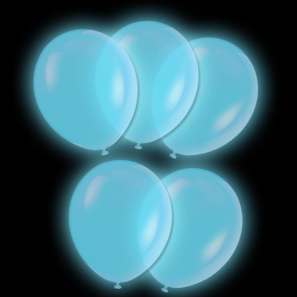 Latexballons LED, blau, 5er Pck, 27,5cm