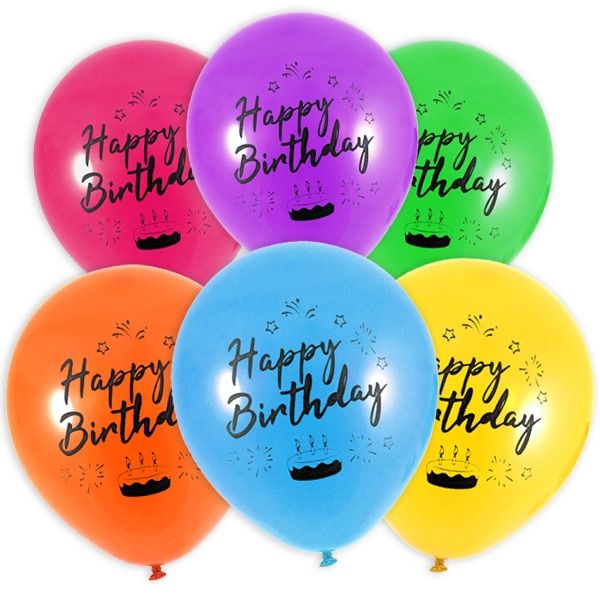 Latexballons Happy Birthday, 23cm 12St.