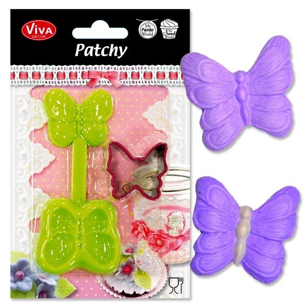 Patchy Schmetterling, 3D Silikonform, 51mm x 36mm für Modelliermasse oder essbare Verzierungen, Abdr
