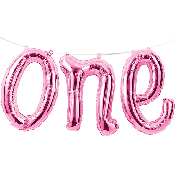 Folienballon-Buchstaben-Set One pink, 1 St.
