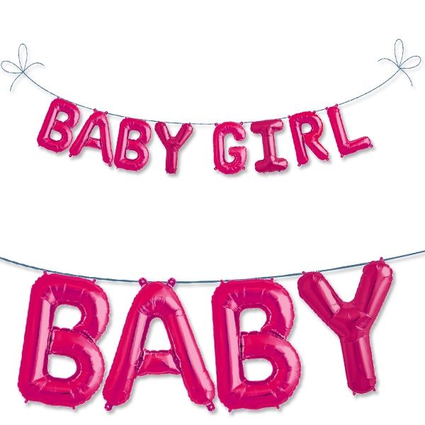 Folienballon Set "Baby Girl", pink
