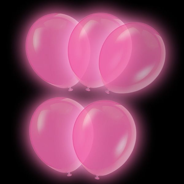 Latexballons LED, pink, 5er Pck, 27,5cm