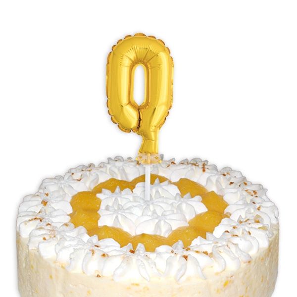 Cake Topper, Zahl "0" in gold, Folie, 12,7cm
