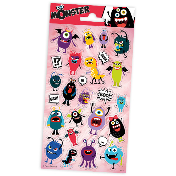 Stickerbogen, Monster, 25 Sticker