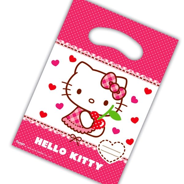 Tüten Hello Kitty Herz, 6er,Folie, 16x23cm