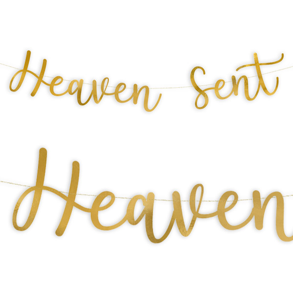 Banner zur Taufe "Heaven Sent" in gold, Pappe, 85cm