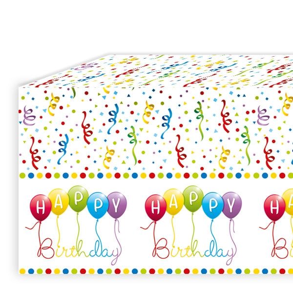 Tischdecke Happy Birthday Luftschlangen,Folie,120cmx180cm