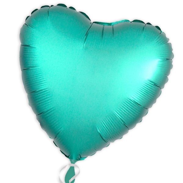 Folieballon Herz Satin Luxe Jadegrün, 34 cm