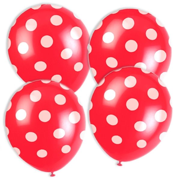 Latexballons rot+weiß.Punkte,6er,30cm