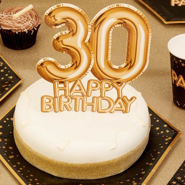 Glitz and Glamour Cake Topper, 30, Happy Birthday, Gold