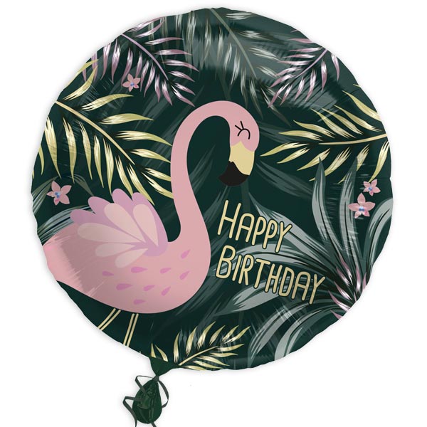 Happy Birthday Folienballon mit Flamingo-Motiv, Ø 35cm