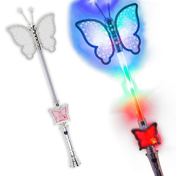 Kunststoff-Stab, Butterfly, mit Licht (inkl. Batterien) ca. 43 cm