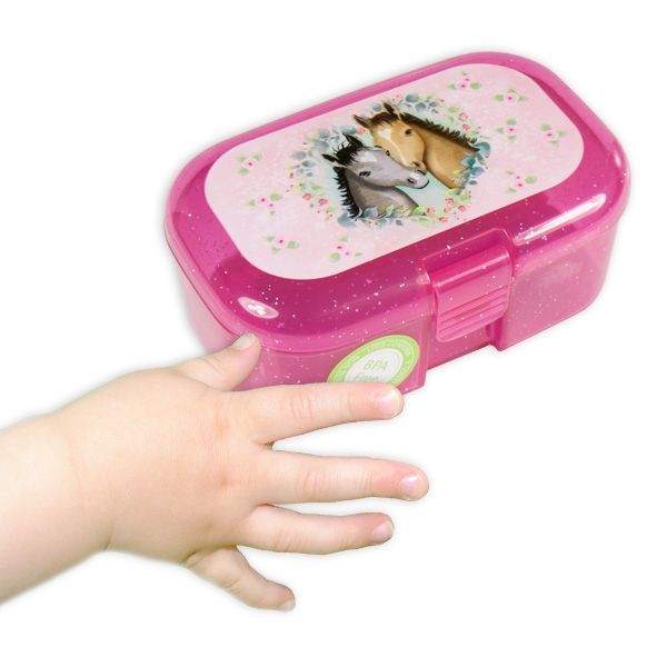 Mini-Lunchbox, Glitzer, Fohlen, 10,5cm x 7cm